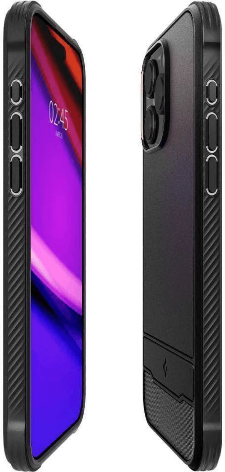 Mbështjellës Spigen Rugged Armor MagSafe për iPhone 15 Pro Max, silikon, e zezë