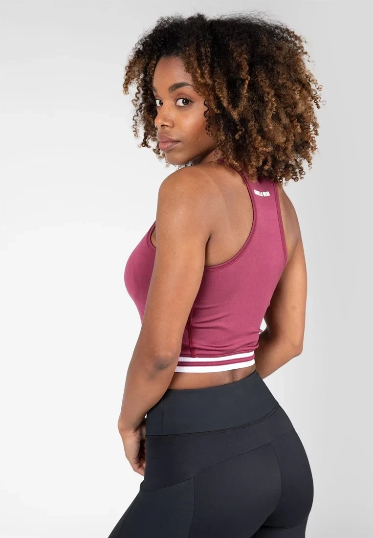Mesa Zip Front Crop Top - Burgundy Red [Madhësia: XS]
