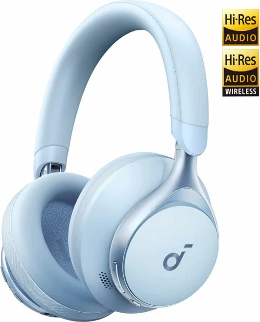 Kufje Bluetooth over-ear Anker Soundcore Space One (A3035G31), ANC e rregullueshme, Hi-Res Wireless LDAC, 55h bateri, Bluetooth 5.3 multipoint, blu, set me kasë udhëtimi