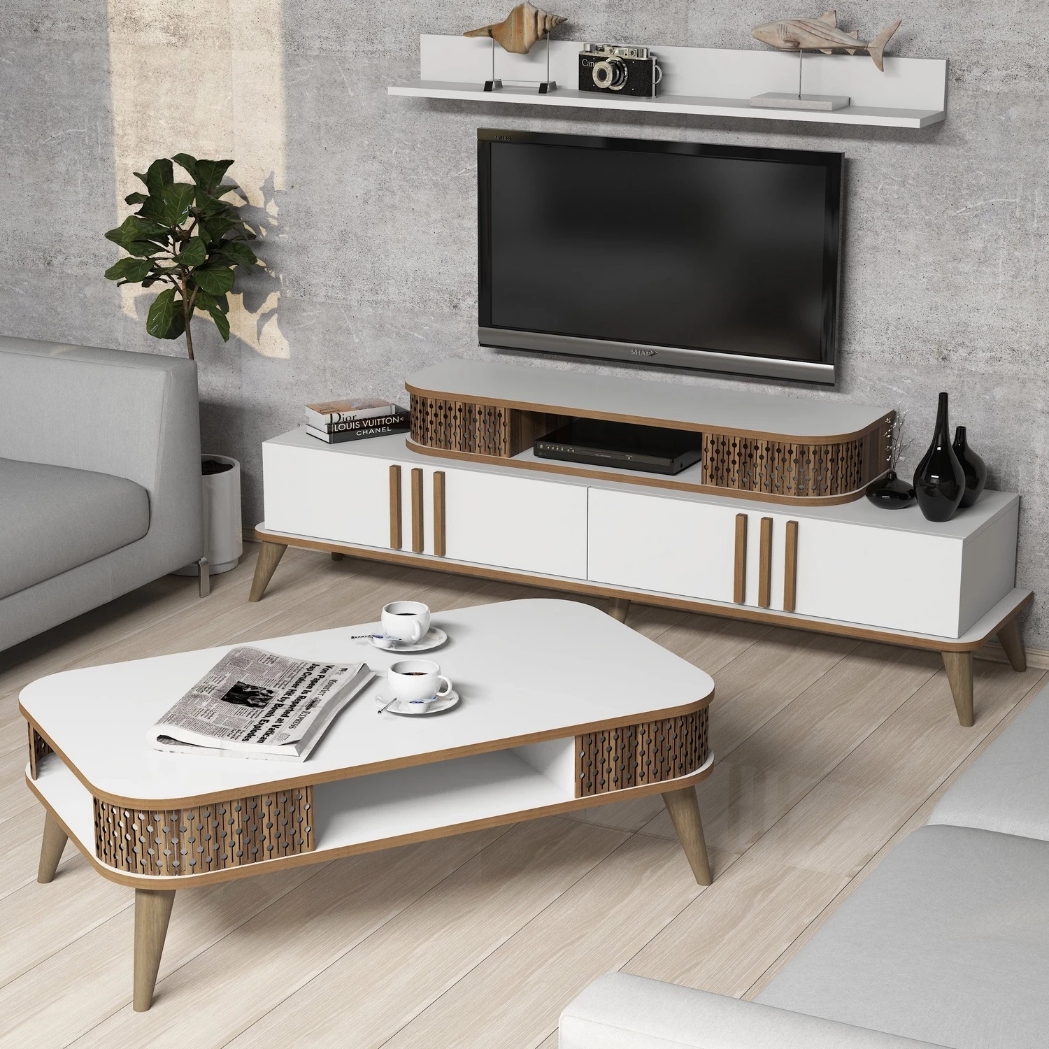 Set mobiljesh për dhomë dite, Eylül, ngjyrë e bardhë