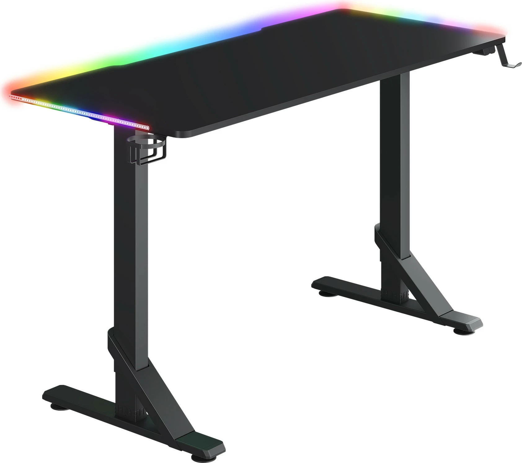 Tavolinë gaming UVI Breacher RGB 136 x 60 cm, lartësi e rregullueshme 71/76/81 cm, e zezë
