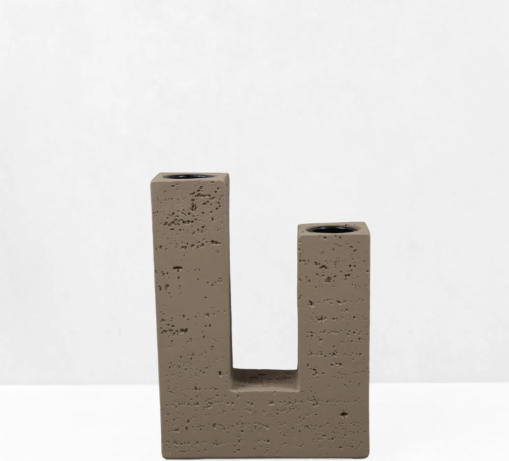 Mbajtës qirinjsh FLUX I, rrëshirë, ngjyrë kafe, 12x4x16cm