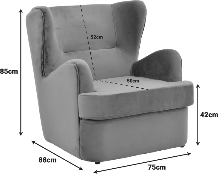Fotel Regalo kadife, ngjyrë e bardhë, 75x88x85cm