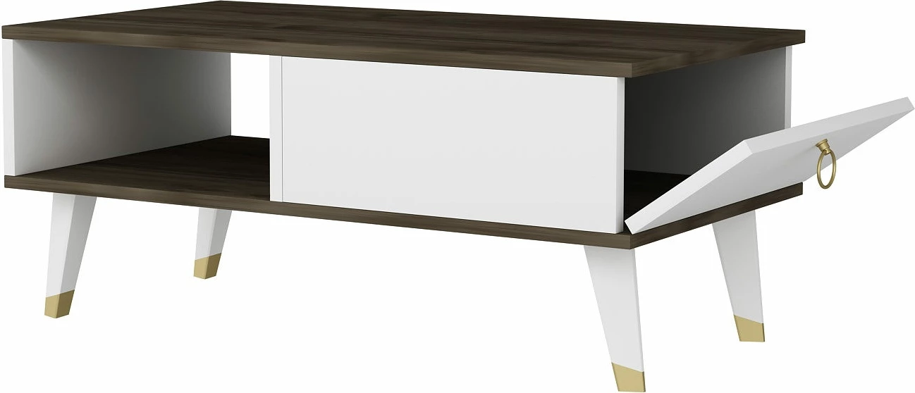 Tavolinë kafeje Hanah Home, Delux, ngjyrë arre dhe e bardhë