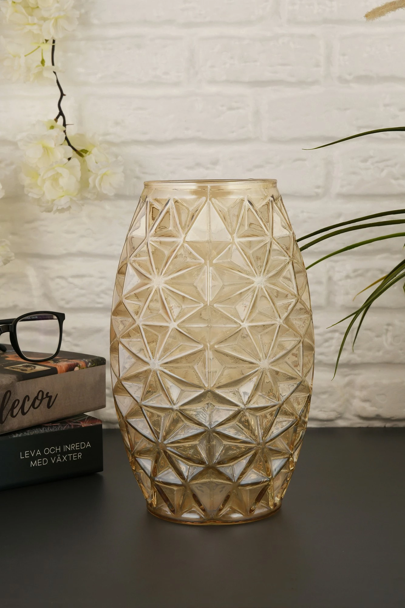 Vazo dekorative, xham i artë, Aberto Design, Sedef D26B