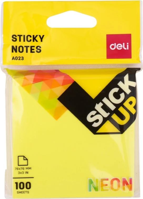 Deli Postit 75X75 100Fl Neon 1/12 A02302
