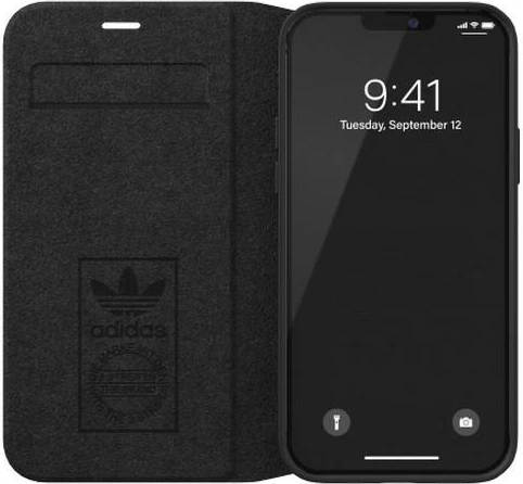 Mbështjellës Adidas OR Booklet Case PU për iPhone 12/12 Pro 6.1", bardhë dhe zi