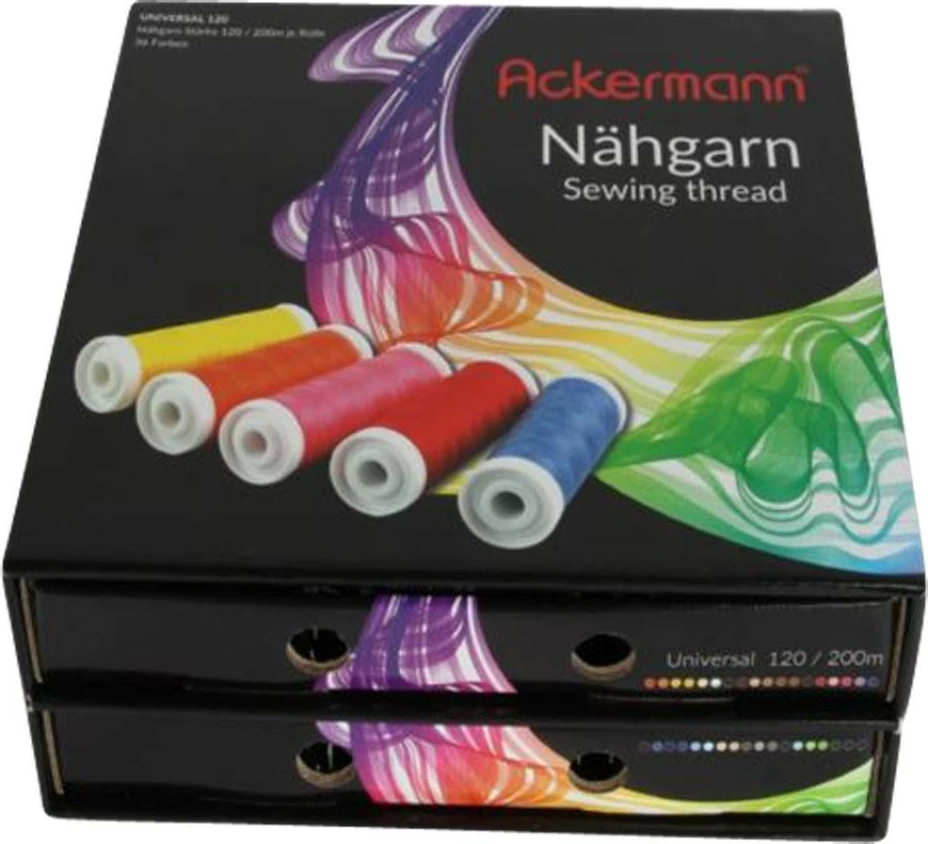 Kuti fije qepjeje Ackermann Nähgarnbox, universal, e zezë