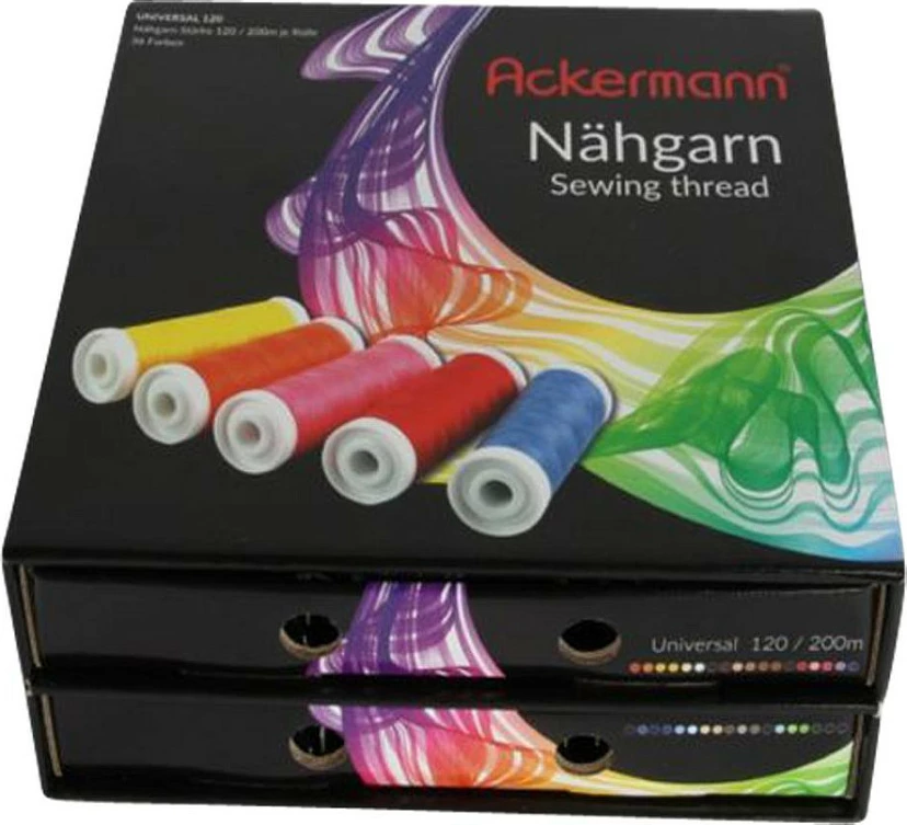 Kuti fije qepjeje Ackermann Nähgarnbox, universal, e zezë