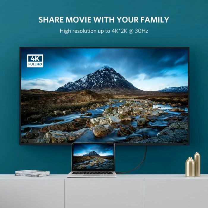 Kabllo DisplayPort në HDMI UGREEN 10202, 2m, 4K@30Hz, e zezë
