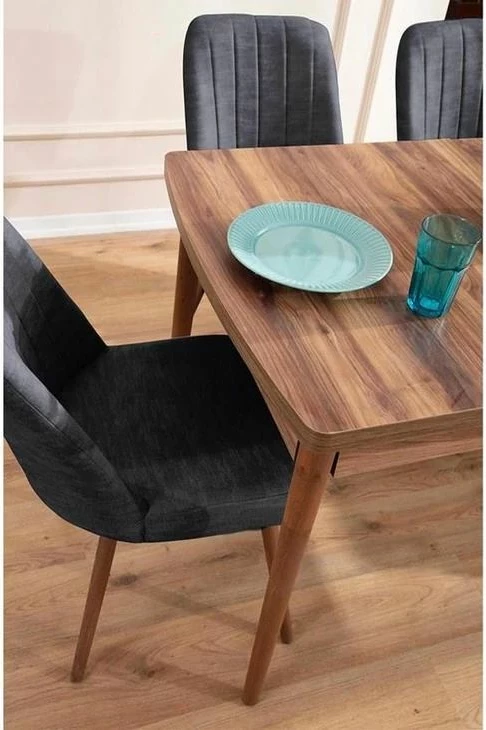 Tavolinë me karrige, set 5 copë, ngjyrë antracit, Skye Decor, Lidyana