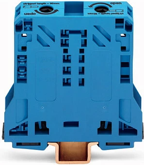 Klemë kaluese 2-përçueshe WAGO 285-154, 50 mm, blu