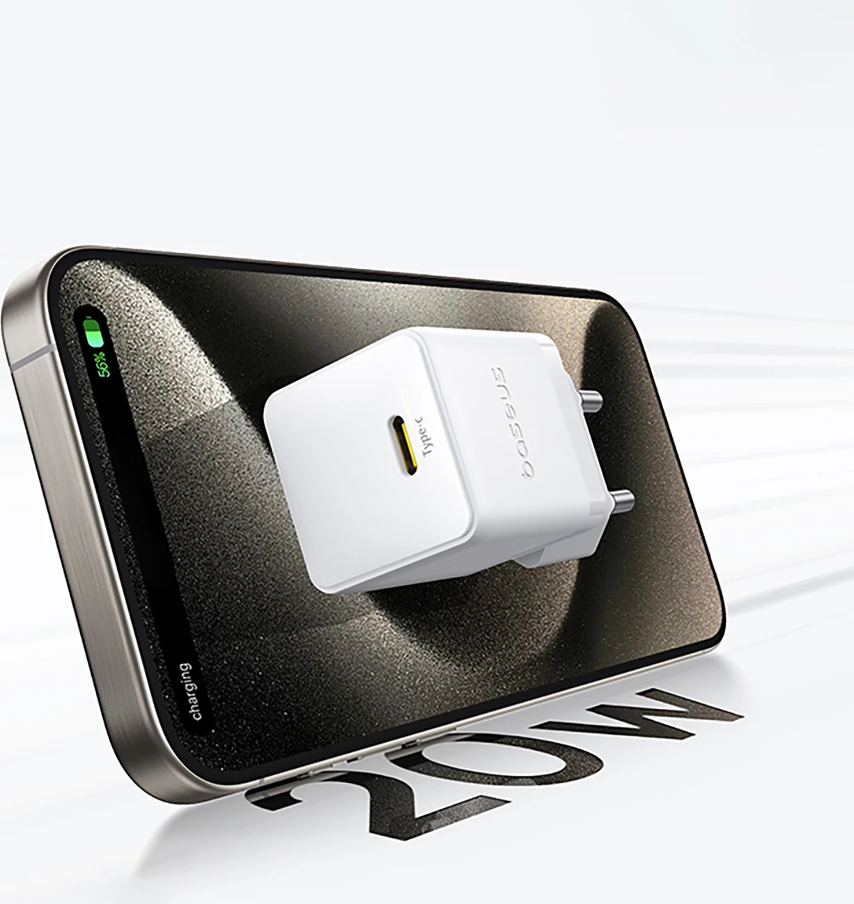 Karikues muri Baseus Palm 1C, 20W, me kabllo USB-C 1m, Bardhë