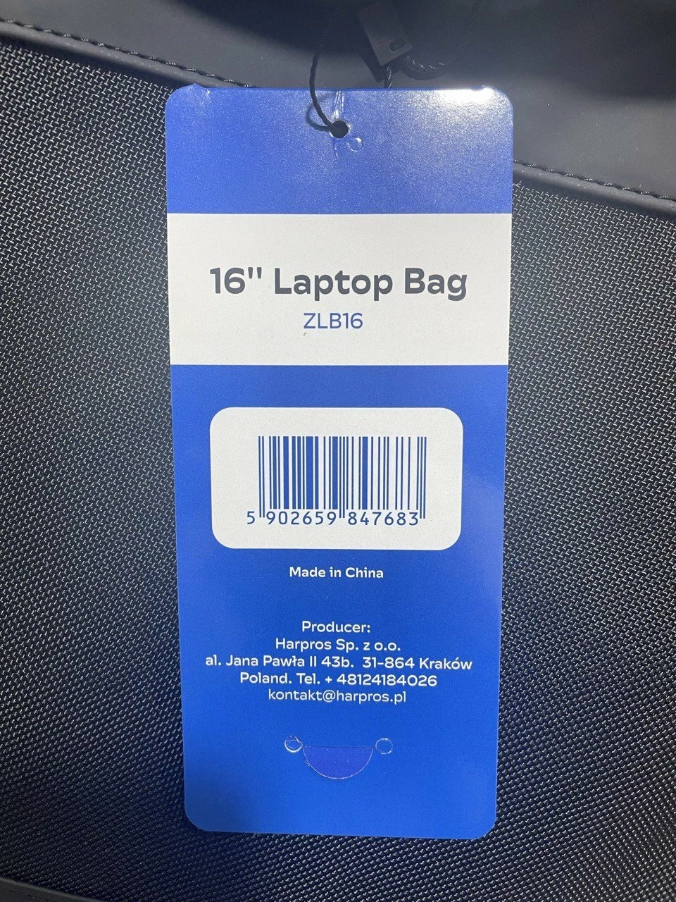 Torbë laptopi ZOY ProBag ZLB16 16", e papërshkueshme nga uji, poliuretan, zezë/gri