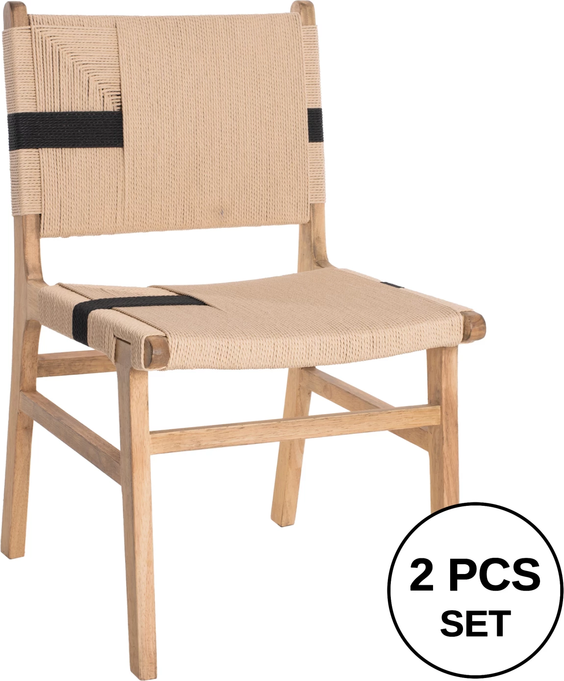 Karrige relaksuese, dru gome dhe litar, ngjyrë natyrale rustike, 50x60x88H cm, FH9323.01, set prej 2 copë