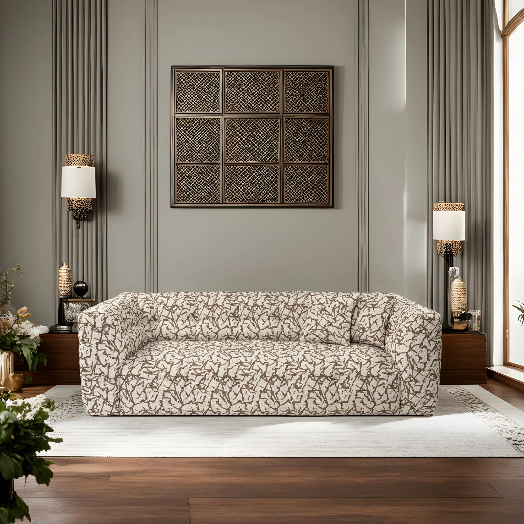 Divan treshe Atelier del Sofa, Cady, ngjyrë tan