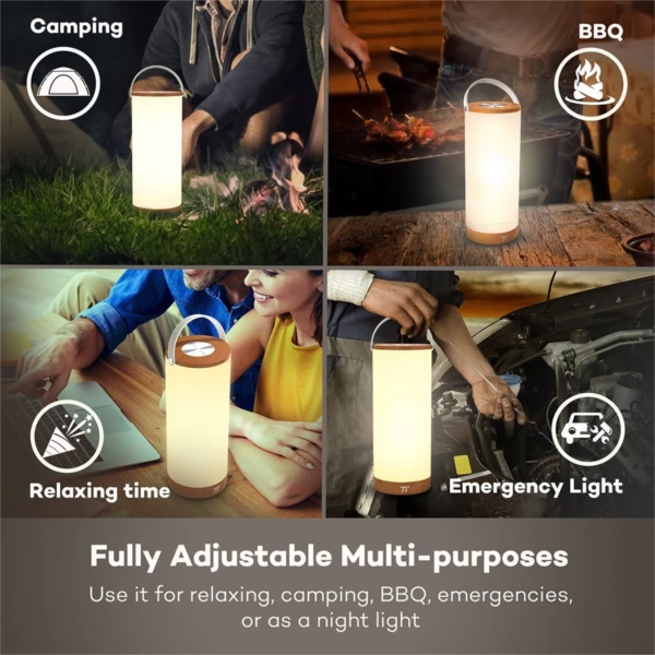 Lampë LED portative TaoTronics TT-DL23 4000mAh 300lm 360° 4000–4500K, bardhë/finisazh dru, set me kabllo Micro-USB
