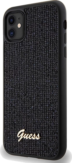 Mbështjellës Guess Disco Metal Script për iPhone 11/XR, TPU, i zi