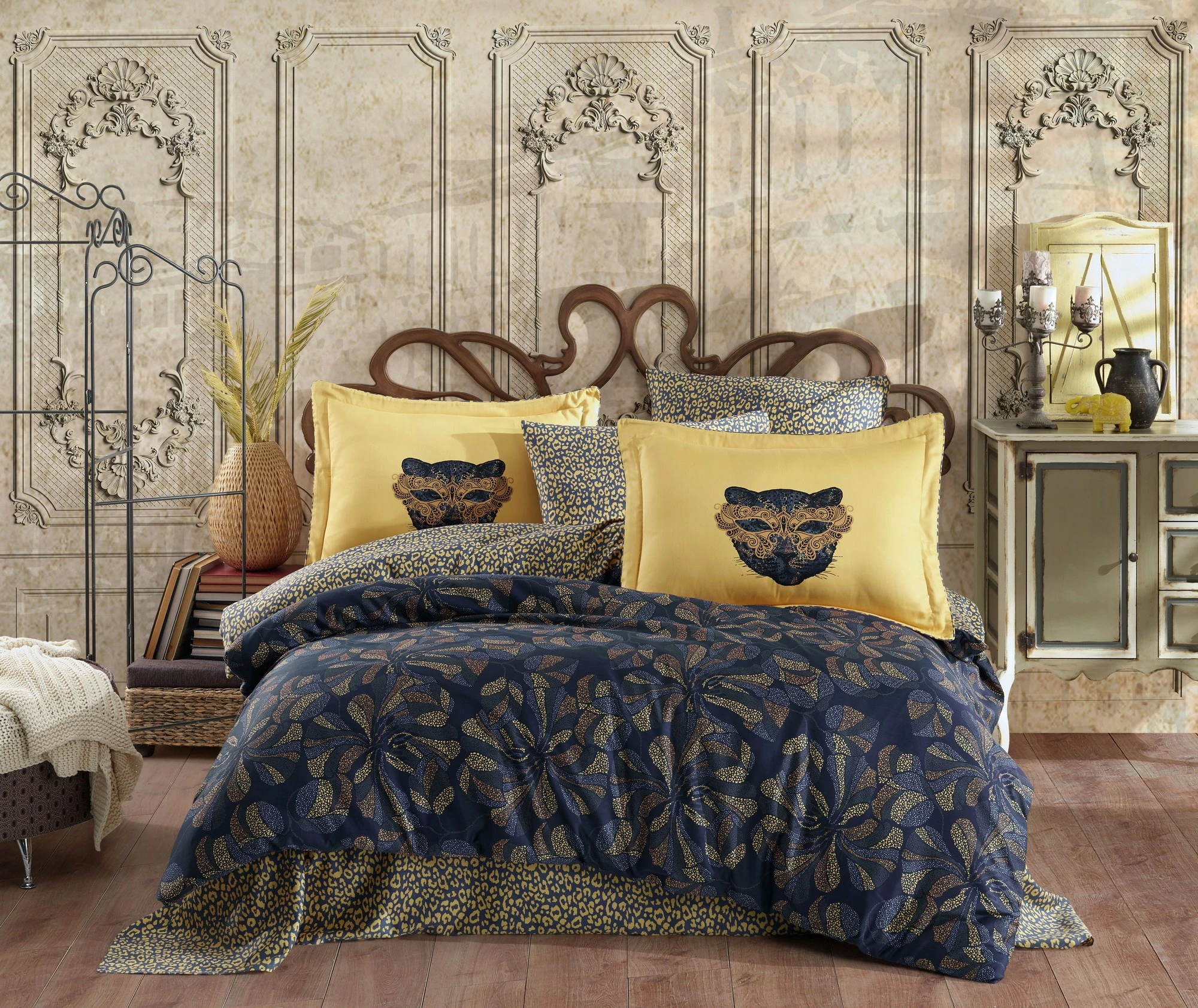Set mbulesë për jorgan dopio satin Caprice, ngjyrë e verdhë, L'essentiel