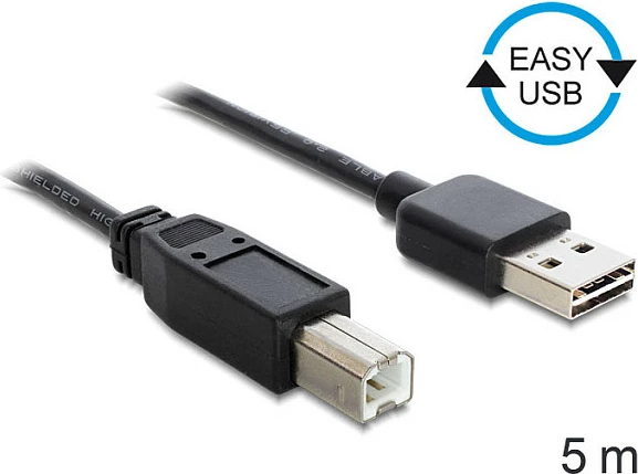 Kabllo USB DeLOCK 85553, USB-A (EASY-USB) në USB-B, USB 2.0, 5 m, e zezë