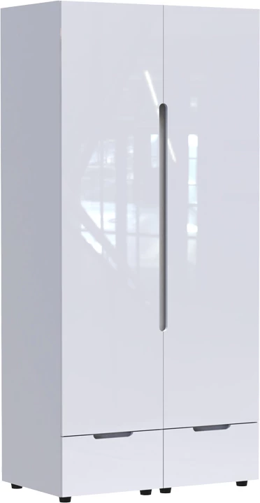 Dollap i dyfishtë Afina mdf, ngjyrë e bardhë me shkëlqim, 100x57x213cm