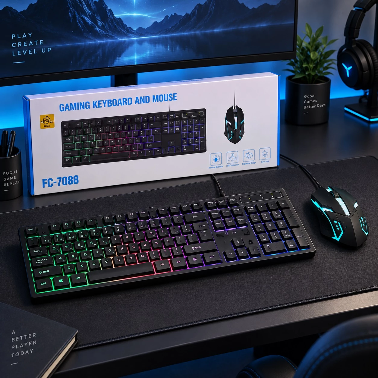 Set Gaming FC-7088 – Tastierë dhe Maus me Ndriçim Shumëngjyrësh