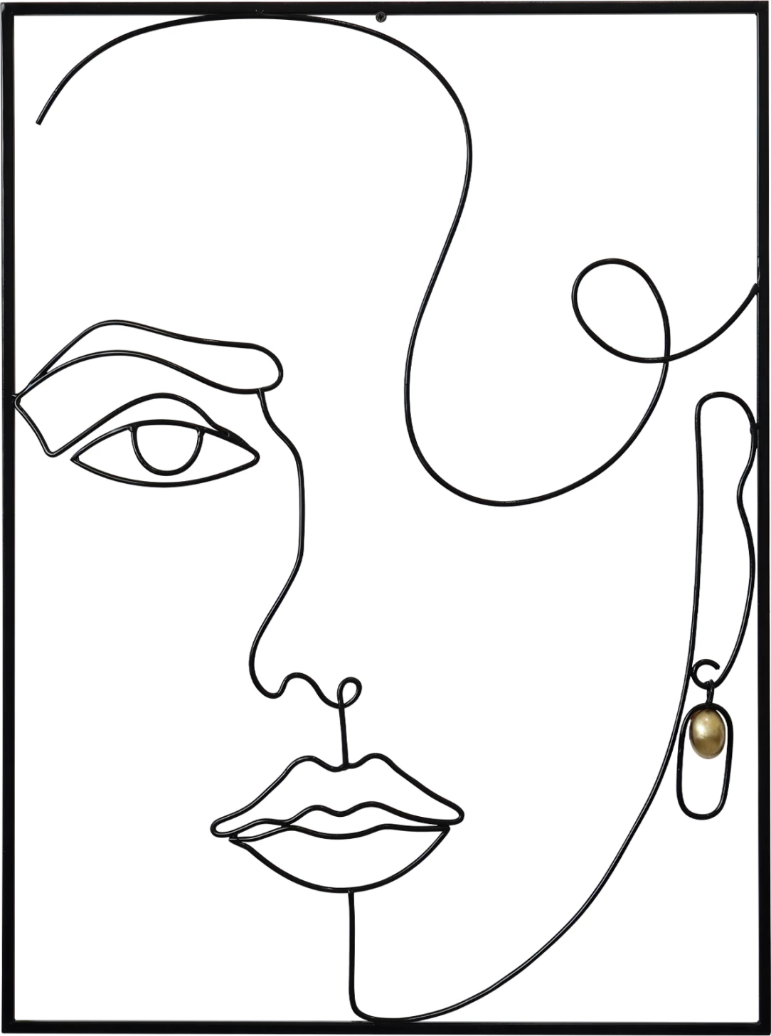 Dekor muri FH7549, kornizë metali e zezë, fytyrë femre