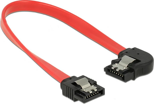Kabllo SATA III DeLOCK 83962, 0.2 m, 7-pin M/M, këndore majtas, e kuqe