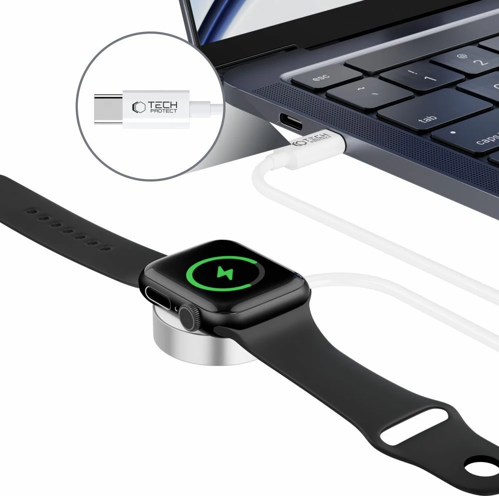 Karikues wireless Tech-Protect UltraBoost për Apple Watch, USB-C, 1.2m, Bardhë