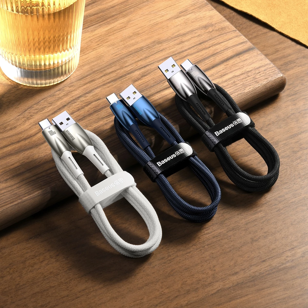 Kabllo Baseus Glimmer Series, USB-A në USB-C, 1m, 100W, e zezë