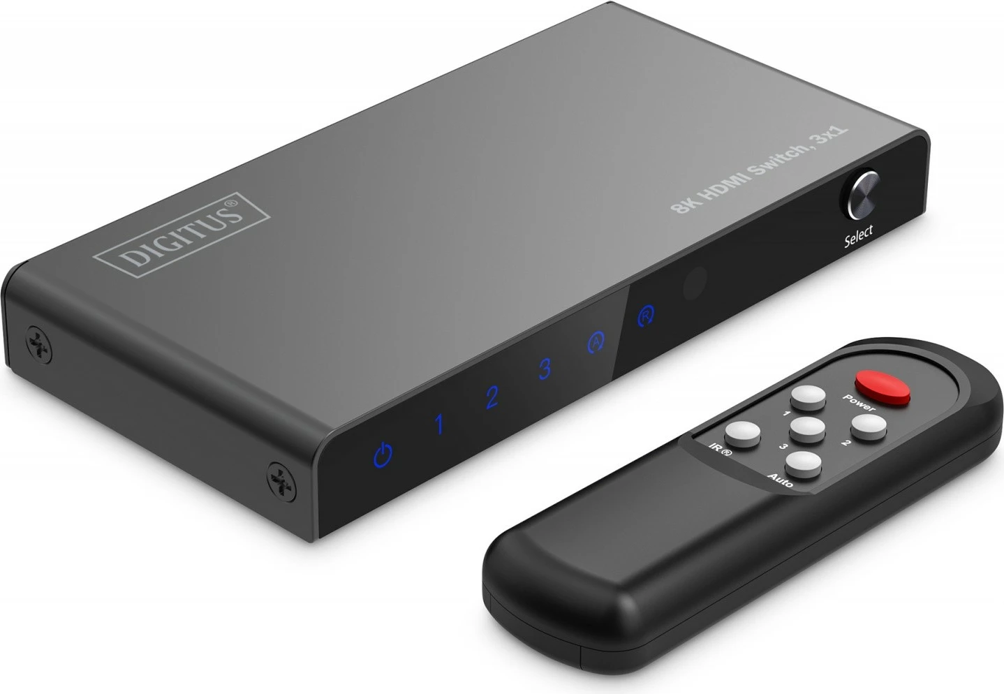 Switch HDMI 8K Digitus DS-55333 me telekomandë, 3 hyrje, 1 dalje, e zezë