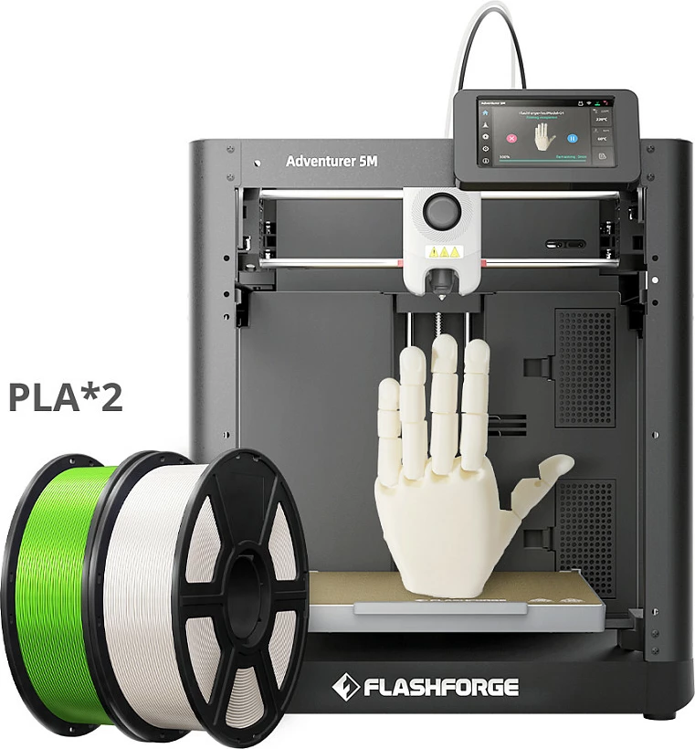 Printer 3D Flashforge Adventurer 5M, FFF, ekran me prekje, Wi‑Fi/Ethernet, e zezë