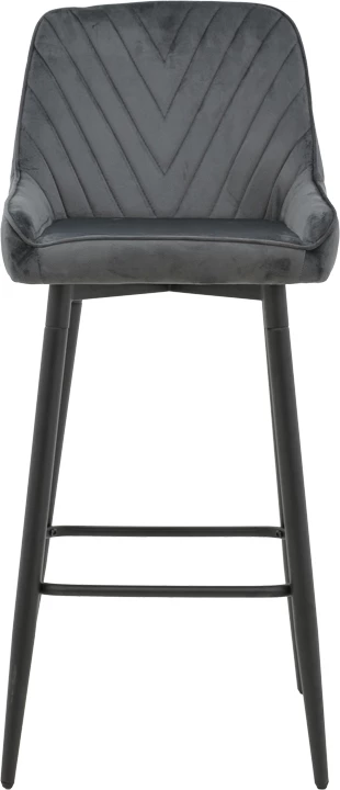 Karrige për bar Deppy, kadife antracit, metal i zi, 43x54x102cm, set prej 2 copash