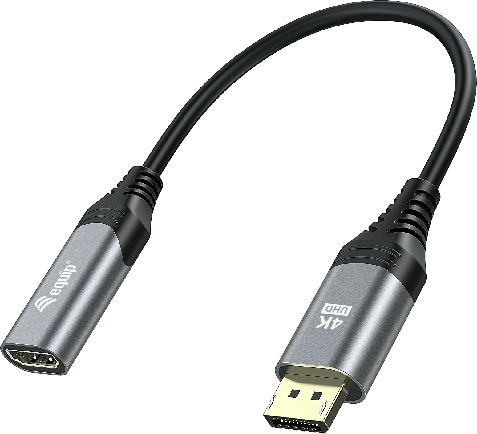 Adapter DisplayPort 1.2 në HDMI Equip, 4K/60Hz, 0.15 m, i zi, gri
