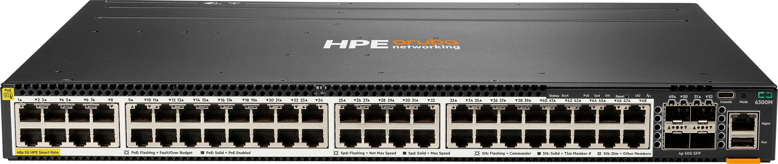 Switch HPE Aruba CX 6300M, 48x 1/2.5/5GbE PoE, 4x SFP56, 1U, i zi