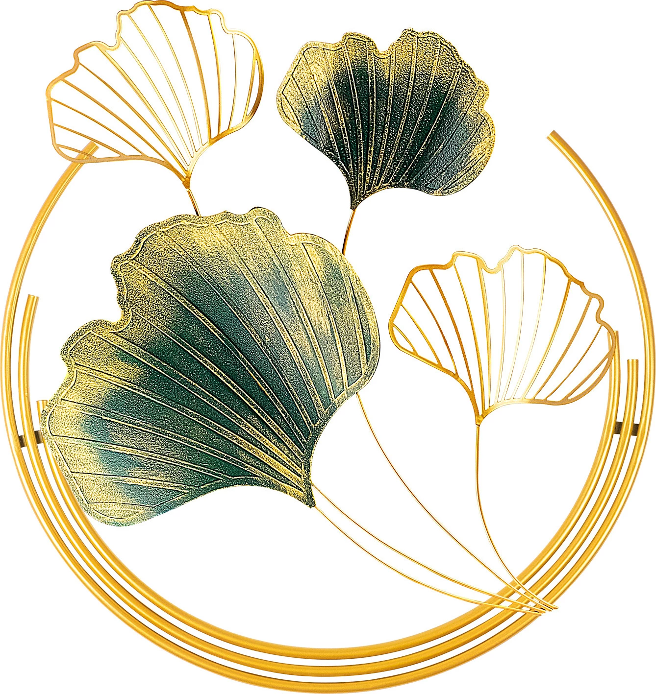 Aksesor dekorativ metalik për mur, Wallity Hancheng, ngjyrë e gjelbër dhe ari, 50x50x7cm