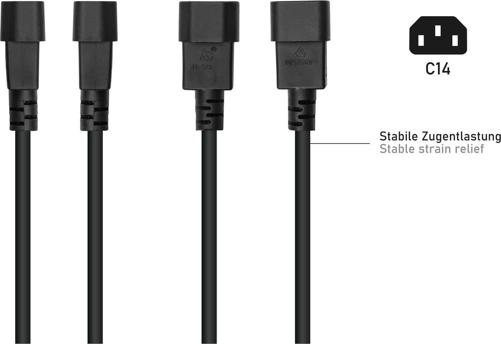 Kabllo rryme Kabelmeister C14 në prizë Schuko (femër), 0.5 m, e zezë
