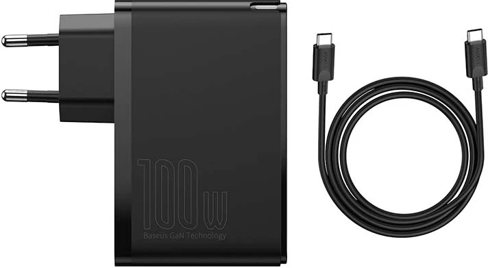 Karikues udhëtimi Baseus GaN2 Pro, 100W, 2x USB-C + 2x USB-A, i zi