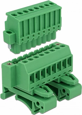 Bllok terminali DeLOCK 65940, 8 pika lidhjeje, DIN rail, AWG 24-12, i gjelbër
