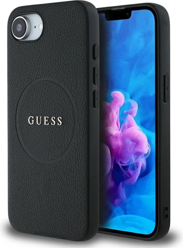Mbështjellës, Guess, PU Grained Classic Logo, MagSafe, për iPhone 16e 6.1", i zi