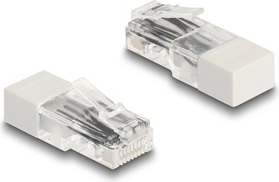 Konektor RJ45 DeLOCK, terminator me rezistencë 120 Ω, i drejtë, i bardhë