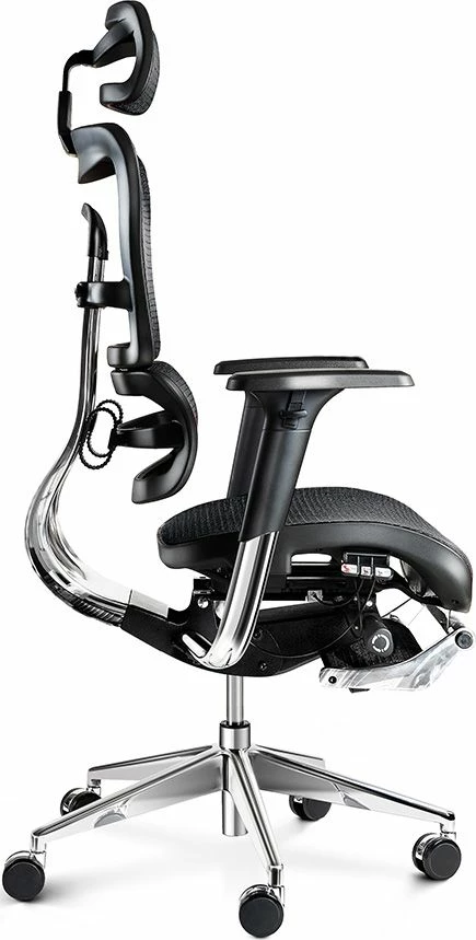 Karrige zyre Diablo Chairs V-Master, me mbështetëse këmbësh, tapiceri pëlhure, e zezë