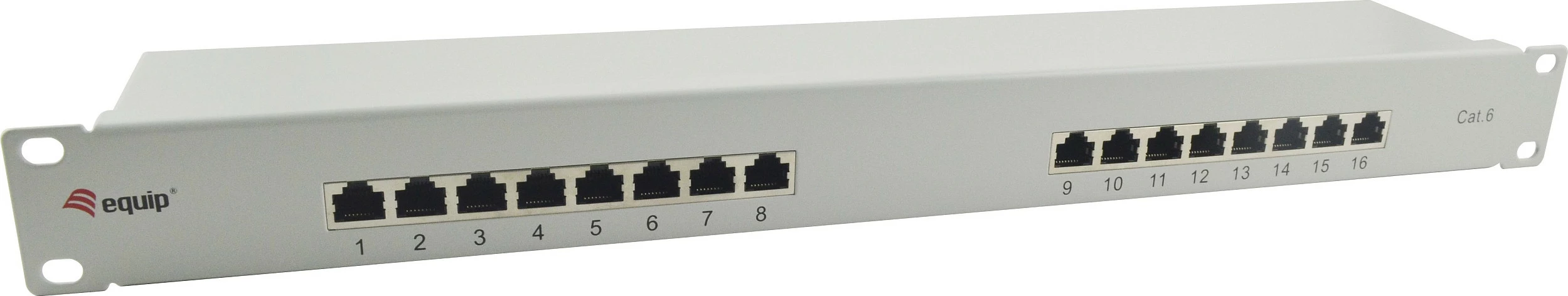 Patch panel rrjeti Equip 16-portë Cat6, 1U, rack, gri