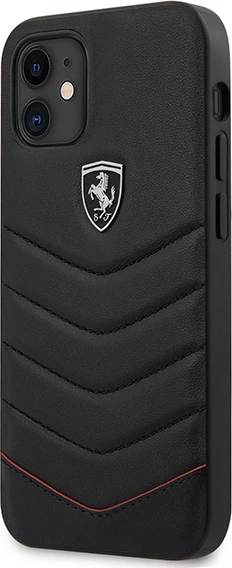 Mbështjellës Ferrari Off Track Quilted për iPhone 12 mini 5.4", lëkurë, i zi