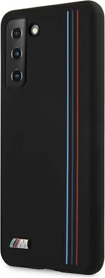 Mbështjellës BMW Silicone Stripes M Collection për Samsung Galaxy S21+, i zi