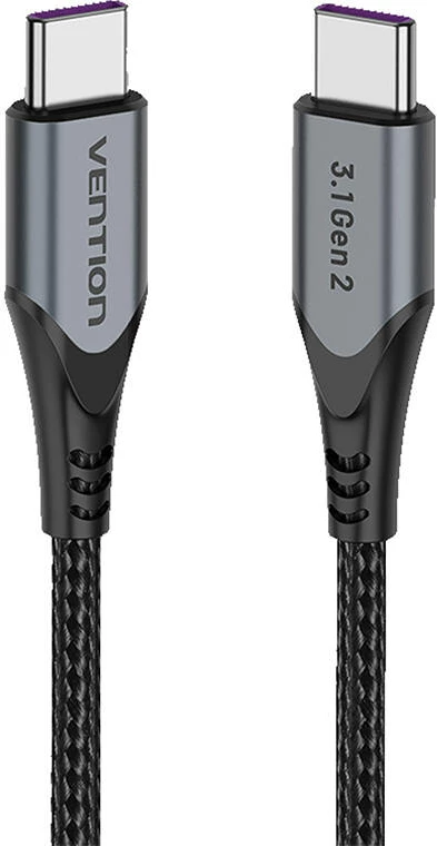 Kabllo USB-C në USB-C Vention TAHHF, 1m, 100W, USB 3.1 Gen2, Gri