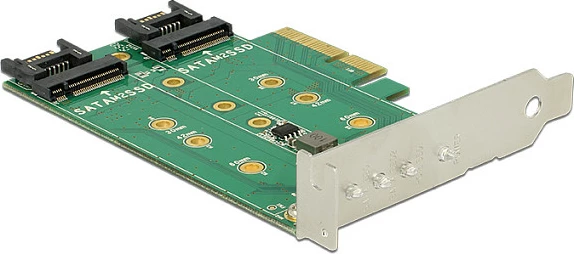 Kartë zgjerimi PCIe DeLOCK 89518, 3x M.2 (2x SATA + 1x PCIe), braketë standard/low-profile