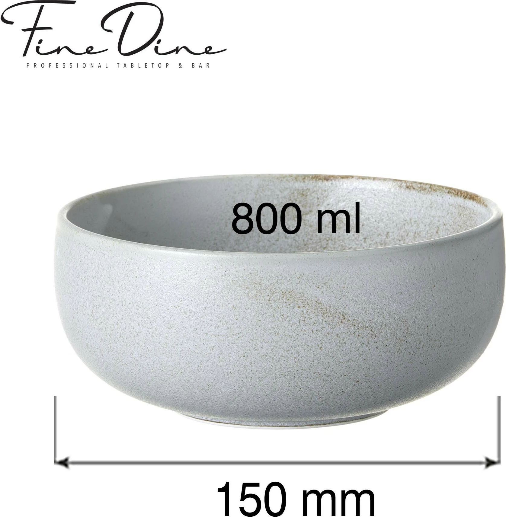Tas Fine Dine Stark Ø150mm 800ml, hirtë, set 3 copë