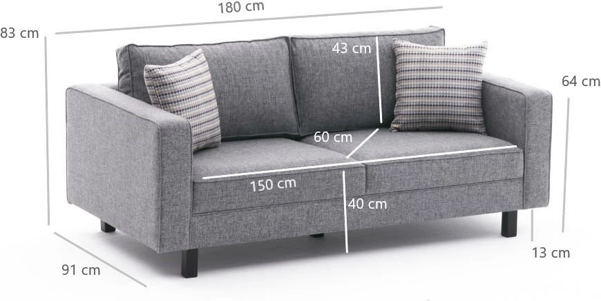 Divan dy-vendësh Atelier del Sofa, lino Kale, ngjyrë gri
