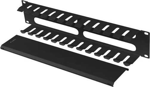 Organizues Kabllash Lanberg për Kasat Rack 19'' 2U me kapak tip A, ngjyrë e zezë